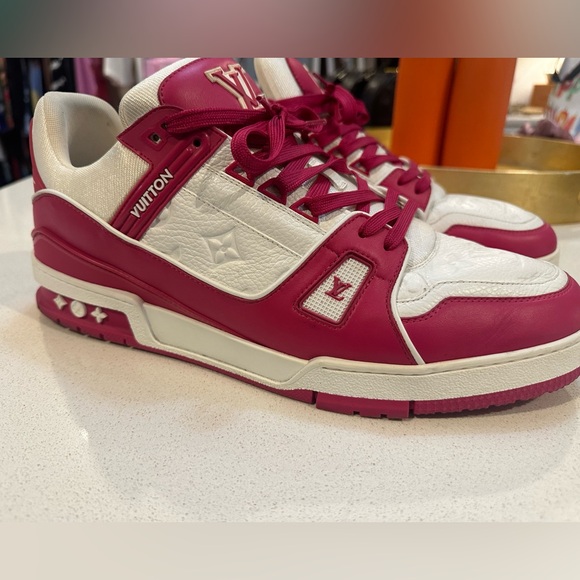 Men’s Louis Vuitton fuchsia trainers size 12. Gently used sneakers. - Picture 3 of 11
